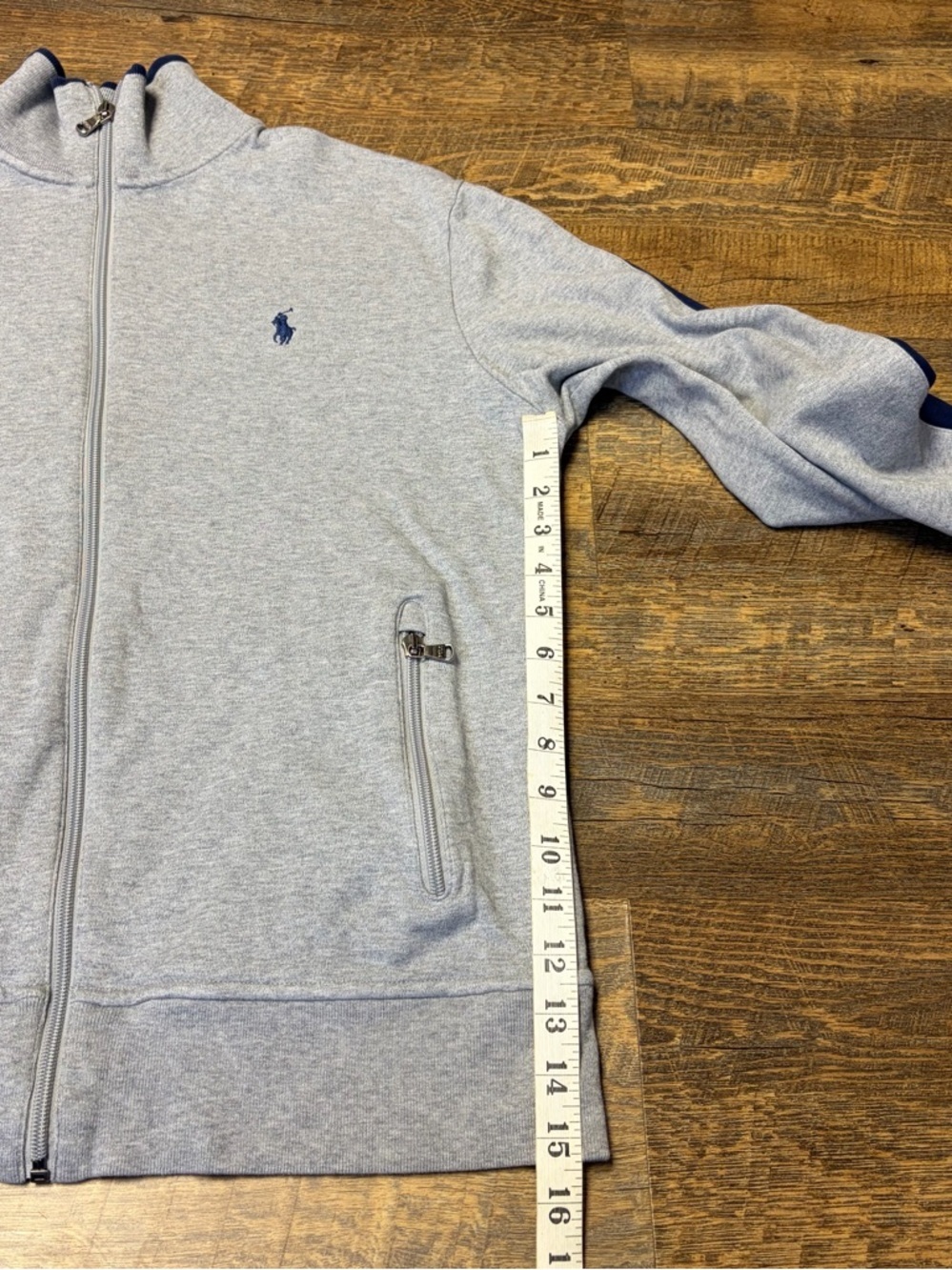 Polo Ralph Lauren Zip Sweatshirt Mens Medium Gray Mock Neck Logo Jacket Casual - Picture 5 of 13